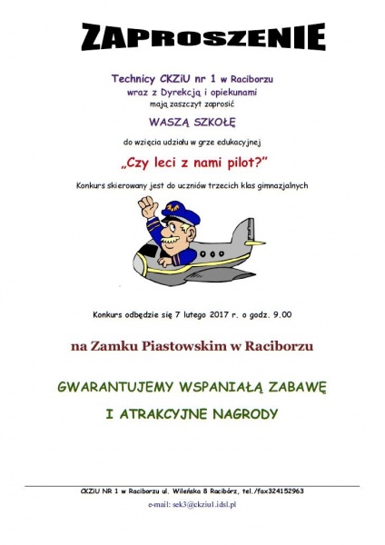 „Czy leci z nami pilot?” – druga edycja konkursu dla gimnazjalistów - 25.1.2017 r.