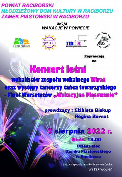 Koncert letni wokalistów zespołu wokalnego „Wiraż” oraz występy tancerzy