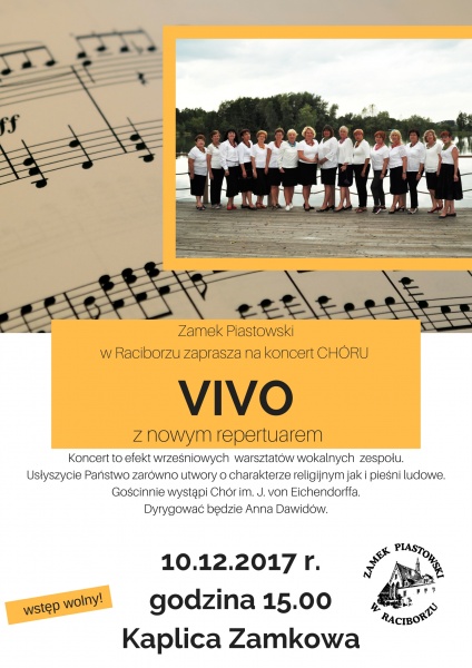 Koncert chóru żeńskiego „VIVO” już wkrótce w kaplicy zamkowej - 4.12.2017 r.