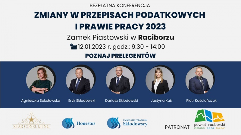 Zmiany w przepisach podatkowych i prawie pracy 2023. Konferencja niebawem na Zamku Piastowskim